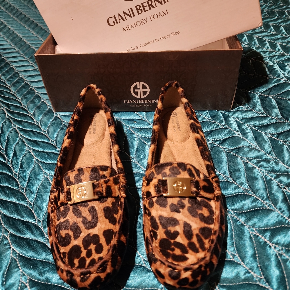 Giani Bernini Dailynch Leopard Memory Foam Loafers New In Box